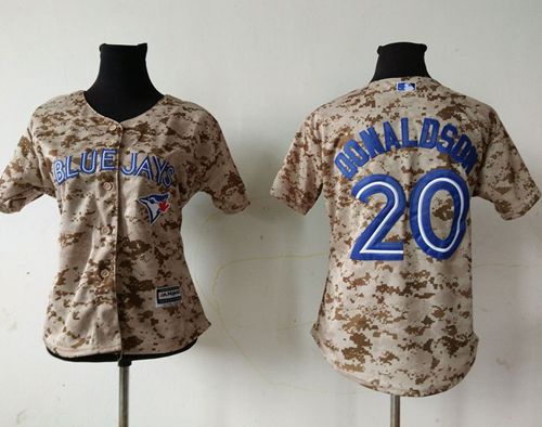 Blue Jays #20 Josh Donaldson Camo Women's Fashion Stitched MLB Jersey - Click Image to Close